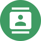 User profile icon on green background.