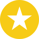 White star inside a yellow circle.