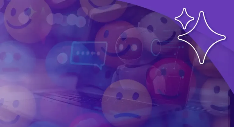 AI chatbot and emoji icons representing automated customer engagement interactions.
