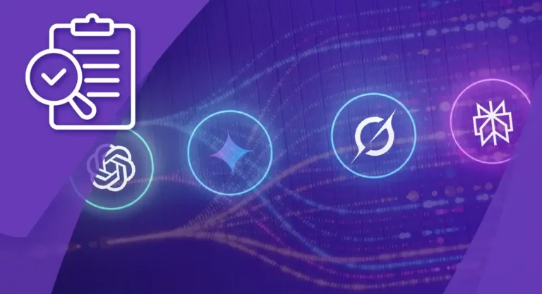 AI tools comparison icons showing checklist search, OpenAI, Vendasta, and other platform logos.