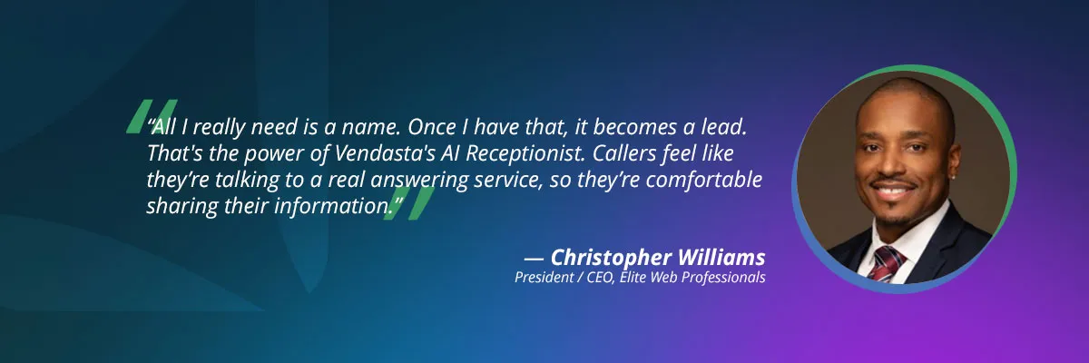 Quote about an ai phone receptionist by christopher williams.