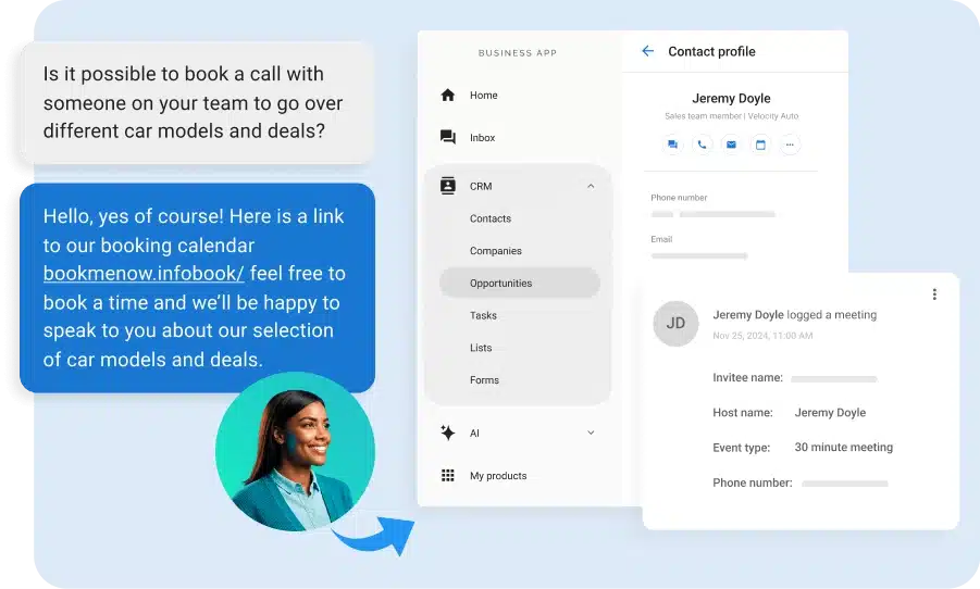 AI adoption strategy example using an AI receptionist for customer communication