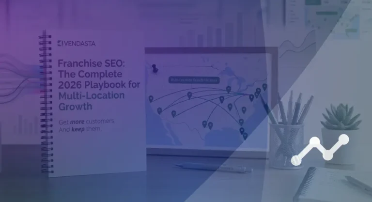 A Vendasta 'Franchise SEO' workbook showing a playbook for multi-location growth strategies.