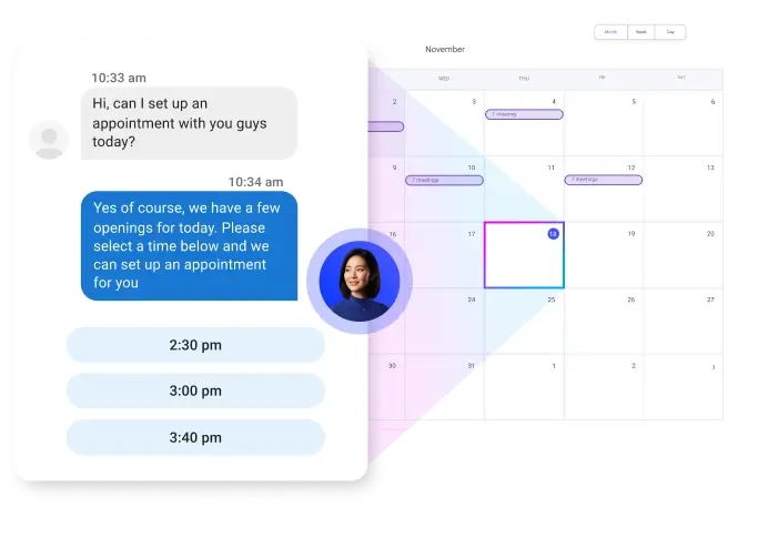 Sales team booking appointments with leads through automated workflows in franchise marketing tools.