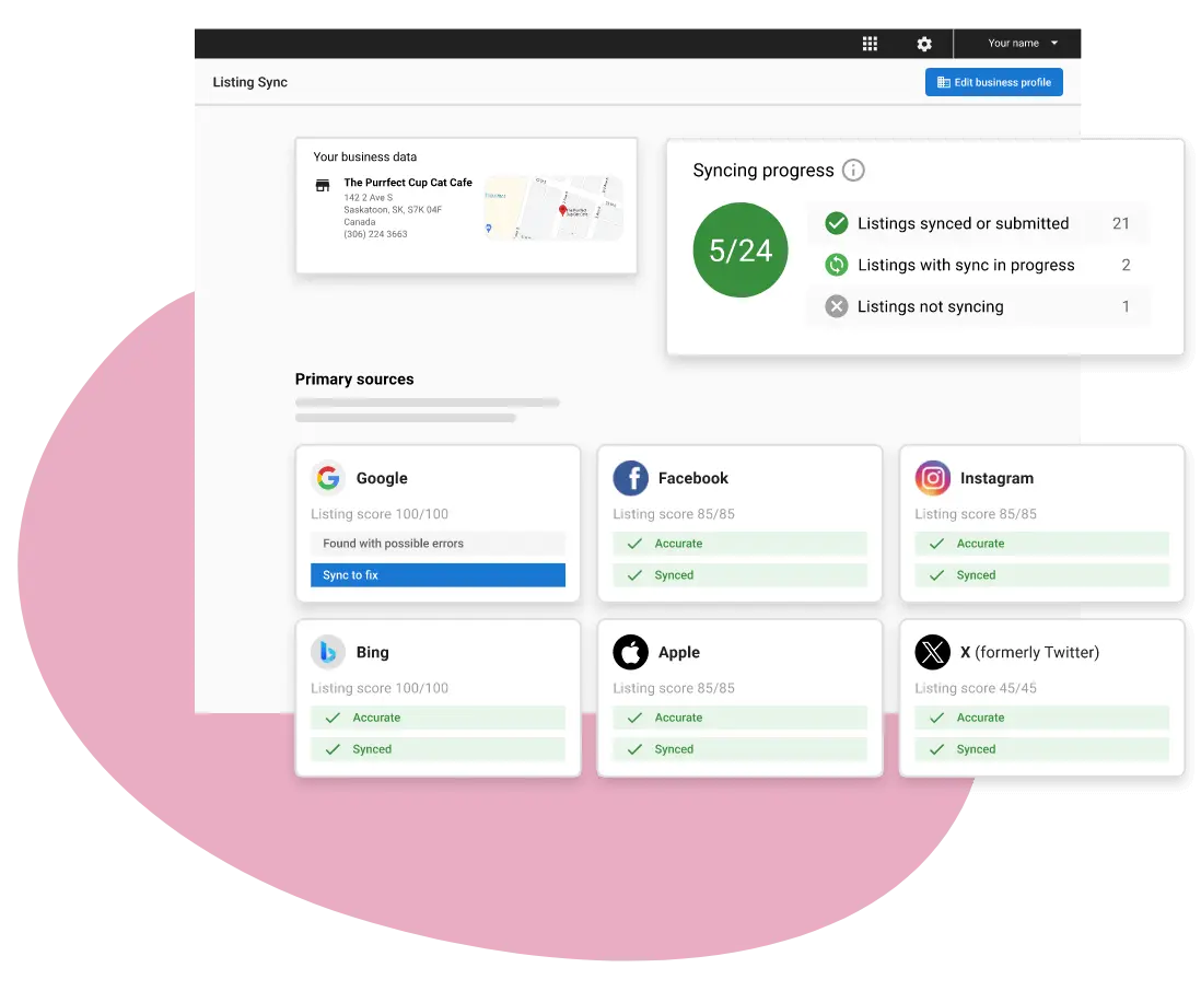 Listing sync management for local SEO for home service franchises across Google, Facebook, Apple, and directories.