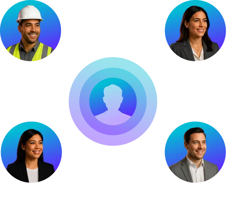 Custom AI employees designed to support different roles within a business using white-label AI agents.