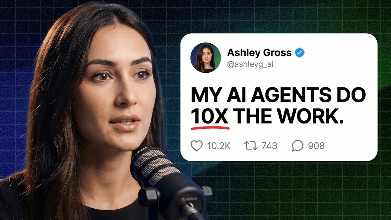 She Built 11 AI Agents and Cut 80% of Her Workload (Here’s How) Watch & Learn thumbnail of Ashley Gross with the headline My AI agents do 10X the work, on building 11 AI agents to cut workload 80%