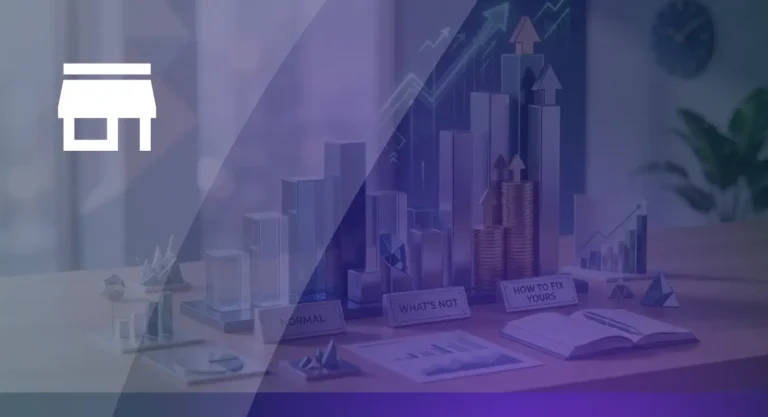 Bar chart illustration showing marketing agency profit margins benchmarks, labeled normal, what's not, and how to fix yours, representing agency profitability growth stages.