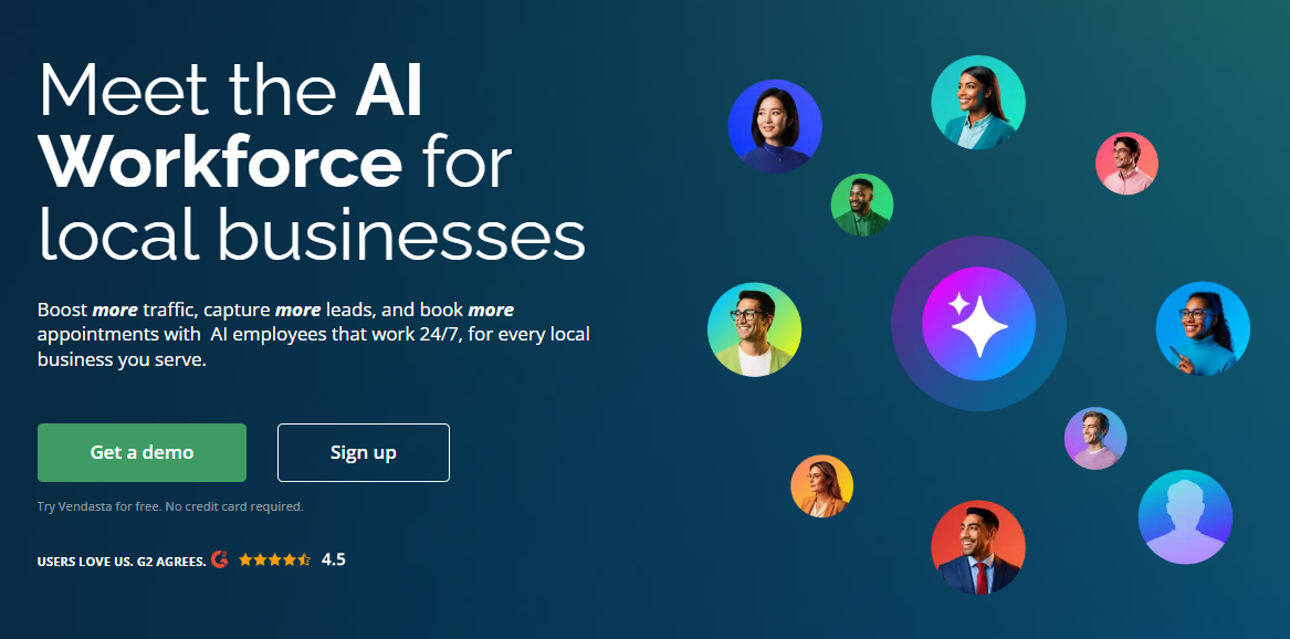 saas-ai-tools-vendasta-ai workforce-vendasta AI workforce concept demonstrating how SaaS AI tools automate marketing, sales, and support.