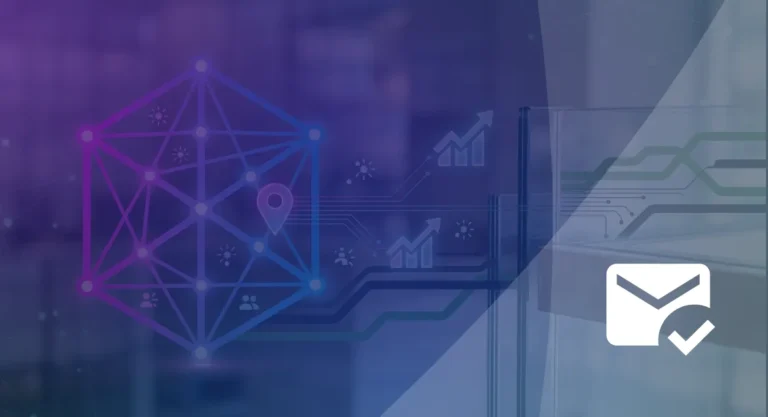 Abstract graphic representing AI-powered lead generation and local business growth through connected data and digital marketing signals.