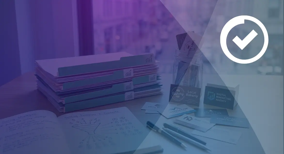 How to Scale to 1,000+ Clients Using Lead Capture Software Agency desk with client folders and business cards showing how lead capture software supports scaling to more clients.