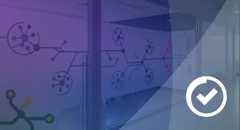 SEO for Franchise Websites in 2026 How to Rank Every Location Network diagram on office glass wall representing multi-location franchise SEO structure and connectivity.