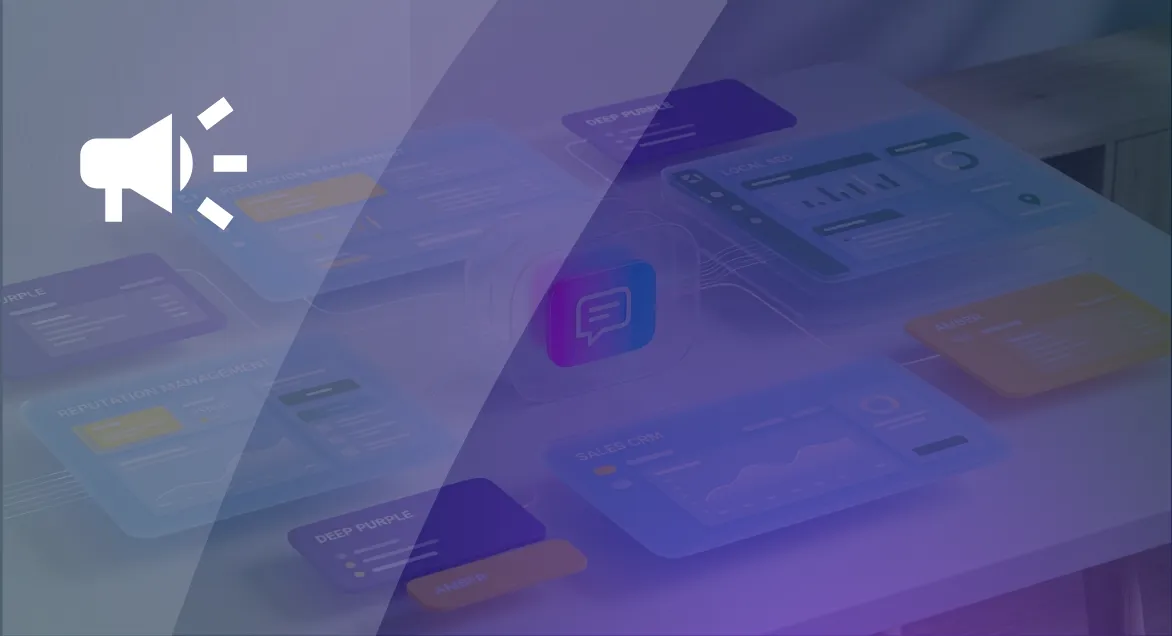 conversational AI AI-powered business communication platform displaying messaging, CRM, and reputation management modules.