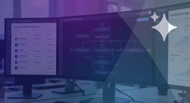 Will AI replace marketing agencies? Vendasta AI Workforce dashboard and agentic workflow designer used by agencies to configure AI for clients