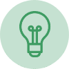 Light bulb icon in a green circle.