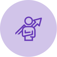 Person with upward arrow symbolizes growth or progress.