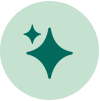 Two decorative sparkles on a light background.