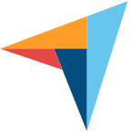Colorful geometric logo with triangular shapes.