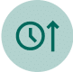 Uptime-Monitoring clock with arrow pointing up