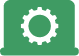 Green gear icon on a square background.