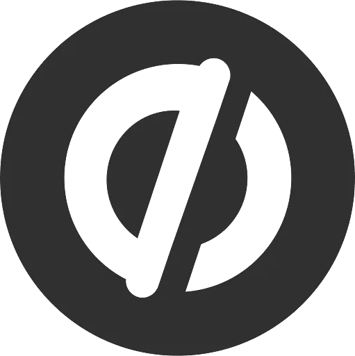 Circle with a diagonal line through a dot.