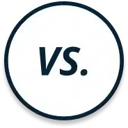 Circular graphic featuring "vs." in bold text.