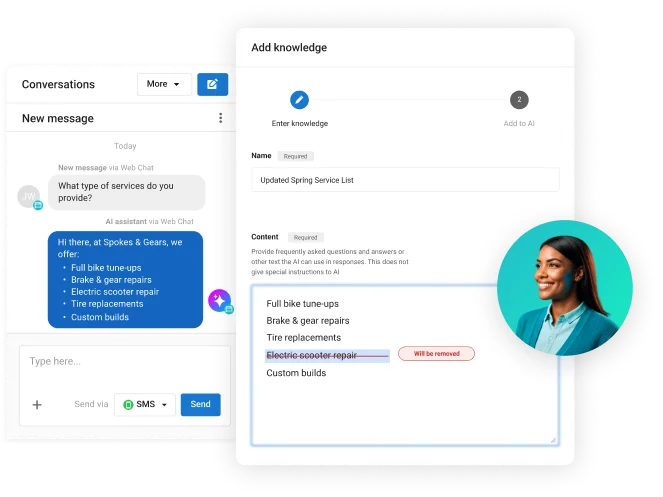 AI Knowledgebase conversation and content example