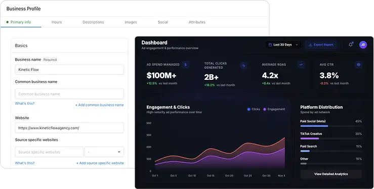 business profile example dashboard