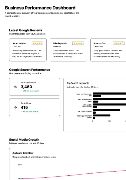 Business dashboard preview