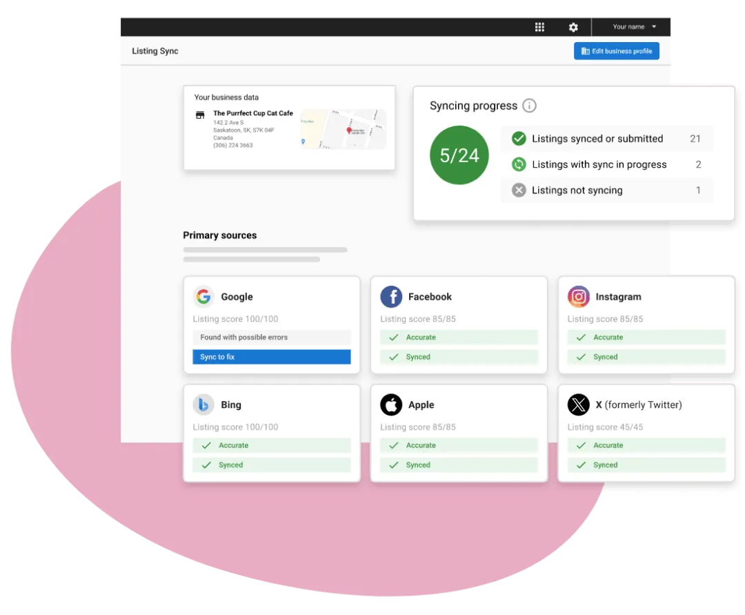 franchise-marketing: listing sync pro, vendasta