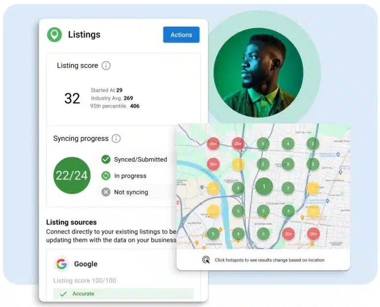 Vendasta's AI SEO Expert analyzing keywords and identifying visibility gaps to help SMBs rank higher in search engine results.