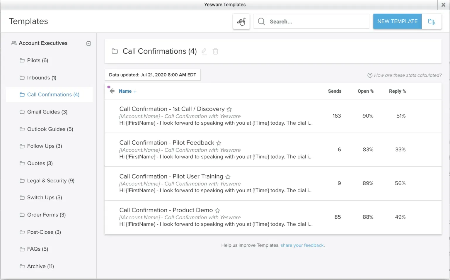 How to sell Yesware to SMB clients: email templates library