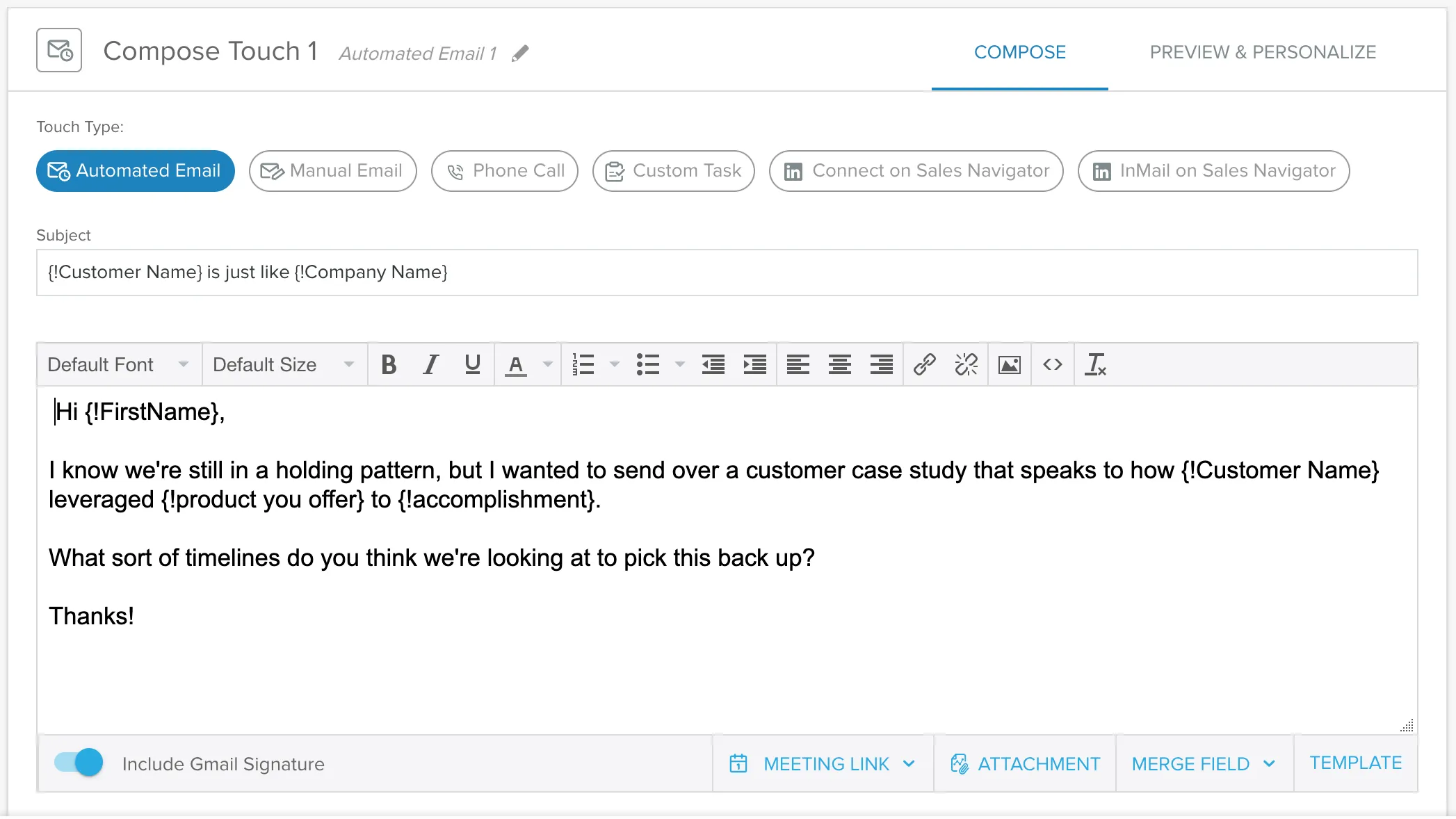compose touch email example