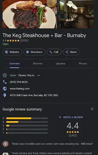 search results